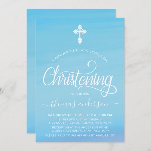 Goud en blauw Waterverf Kaart (Voorkant / Achterkant)