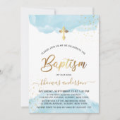 Goud en blauw Waterverf Kaart (Voorkant)