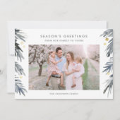 Goud en blauw Waterverf winterfeestdag Feestdagenkaart (Voorkant)