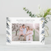 Goud en blauw Waterverf winterfeestdag Feestdagenkaart (Staand voorkant)