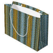 Goud en blauw Wavy Stripes Groot Cadeauzakje (Achterkant Gekanteld)