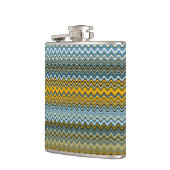 Goud en blauw Wavy Stripes Heupfles (Links)