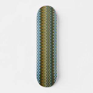 Goud en blauw Wavy Stripes Skateboard