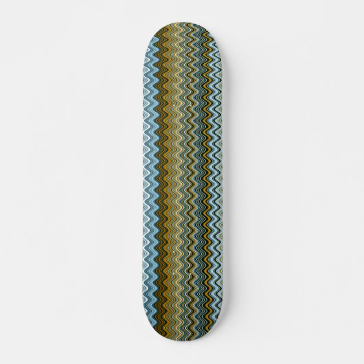 Goud en blauw Wavy Stripes Skateboard (Voorkant)