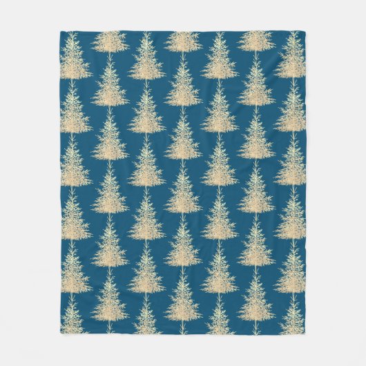 Goud en blauwe evergroene boomgaard fleece deken (Voorkant)