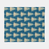 Goud en blauwe evergroene boomgaard fleece deken (Voorkant (Horizontaal))