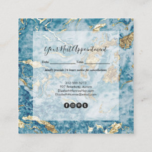 Goud en blauwe marmer Salon Afsprakenkaartje
