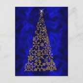 Goud en Blauwe Moderne Kerstmis Feestdagenkaart (Voorkant)