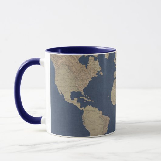 Goud en blauwe Wereldkaart Mok (Links)