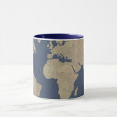 Goud en blauwe Wereldkaart Mok (Midden)