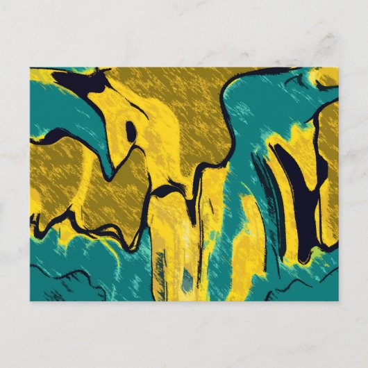 Goud en Blauwgroen Abstract Briefkaart (Voorkant)