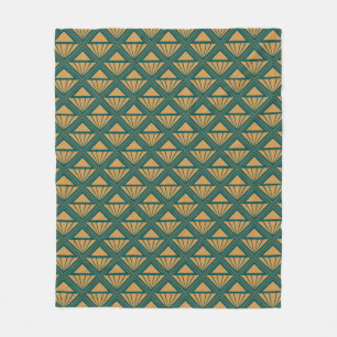 Goud en blauwgroen groen Art Deco ontwerp met rhom Fleece Deken