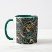 Goud en Blauwgroen reliëf Mok (Links)
