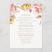 Goud en Blush Bloemen Trouwinformatie Gast Informatiekaartje (Voorkant)