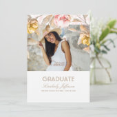 Goud en Blush Bloemen Waterverf Foto Afstuderen Kaart
