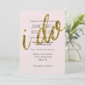 Goud en Blush Ik doe Bruiloft Kaart (Staand voorkant)