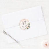 Goud en Blush Roze Bloemen Waterverf Dank u Ronde Sticker (Envelop)