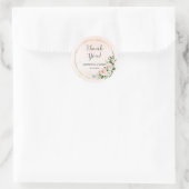 Goud en Blush Roze Bloemen Waterverf Dank u Ronde Sticker (Tas)