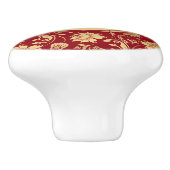 Goud en bordeaux  damasks Monogram Keramische Knop (Zijkant)