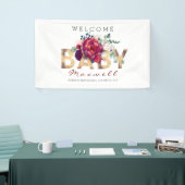 Goud en Bourgogne Bloemen Baby shower Spandoek (Beurs)