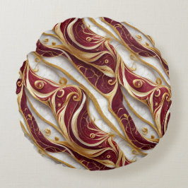 Goud en Bourgogne Marmeren Stroom Rond Kussen