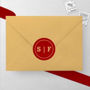 Goud en Bourgogne Monogram Bruiloft Ronde Sticker