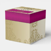 Goud en Bourgondië Damask Posh Bruiloft Favor Box Bedankdoosjes (Achterkant)