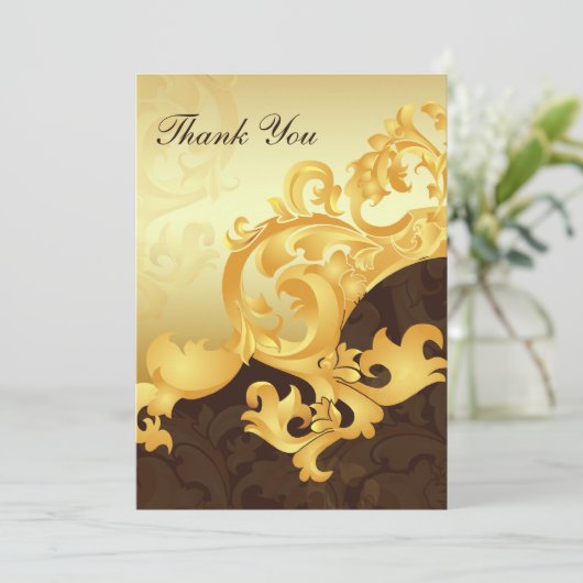 "Goud en bruin" bruiloft Dank u Kaarten (Staand voorkant)