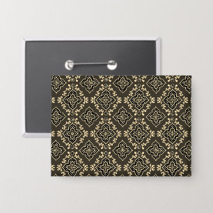 Goud en Bruin Geometrisch Patroon / Indiase Print Button