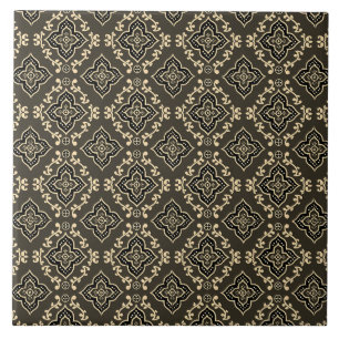 Goud en bruin geometrisch patroon / Indiase print Tegeltje