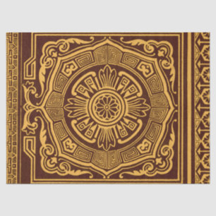  Goud en Bruin Japans Decoratief Patroon Tissuepapier