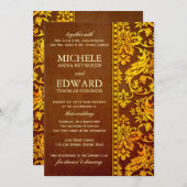 goud en bruine Damask-weddenschap Kaart (Voorkant / Achterkant)
