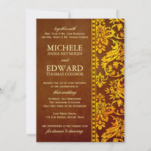 goud en bruine Damask-weddenschap Kaart
