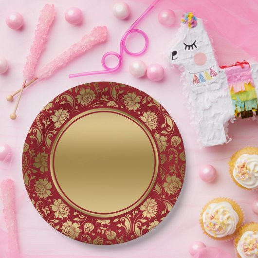 Goud en bruinrood flordamaseters bord (Feest)