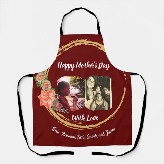 Goud en Burgandy rozen Moederdag Schort (Voorkant)