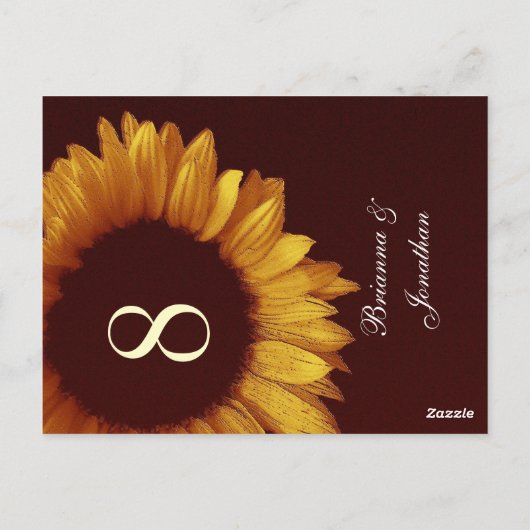 Goud en Chocolade Zonnebloem Trouwtafel Nummer Briefkaart (Achterkant)