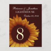 Goud en Chocolade Zonnebloem Trouwtafel Nummer Briefkaart (Voorkant)