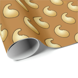 Goud en chocoladebruine paisley cadeaupapier
