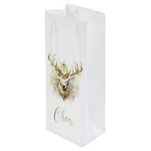 Goud en diamanten glitterherten wijn cadeautas (Achterkant Gekanteld)