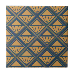 Goud en donkerblauw Art Deco ontwerp met rhombusse Tegeltje