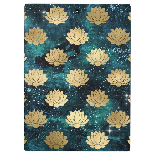 Goud en donkergroen Galaxy Dharma Mandala Pattern Klembord (Achterkant)