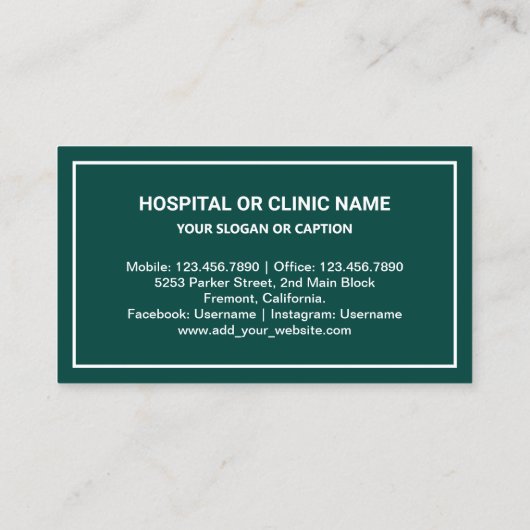 Goud en donkergroene tand tandheelkundige kliniek  visitekaartje (Achterkant)