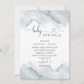 Goud en Dusty Blue Waterverf Baby Sprinkle Kaart (Voorkant)