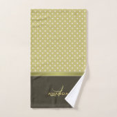 Goud en Ecru Olive Green Elegant Monogram Handdoeken (Handdoek)