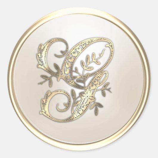 Goud en eiwit Initiaal Monogram G Ronde Sticker (Voorkant)