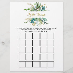 Goud en eucalyptusbridal Bingo, Vrijgezellenfeest