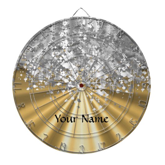 Goud en faux glitter op maat dartbord (Voorkant)