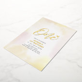 Goud en geel hart Eerste verjaardag Folie Uitnodiging (Gedraaid)