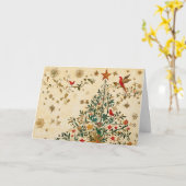 Goud en glitter kerstboom ontwerp kaart (Gele Bloem)