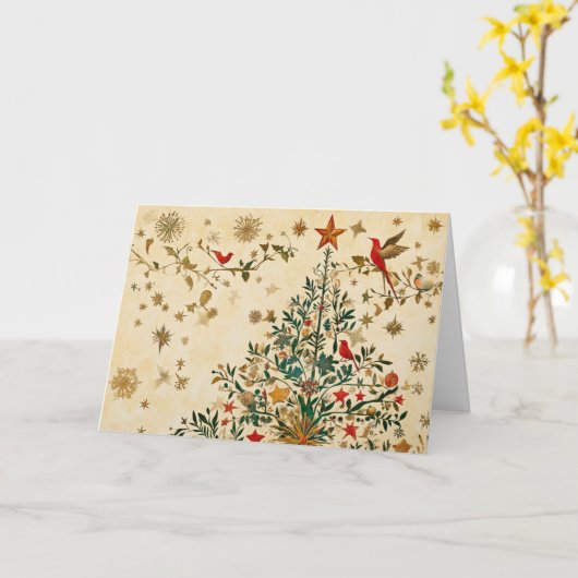 Goud en glitter kerstboom ontwerp kaart (Gele Bloem)